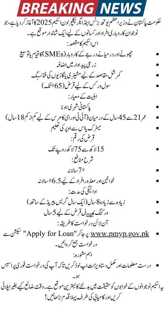 Prime Minister Youth Business and Agriculture Loan Scheme 2025 – Full Details and How to Apply